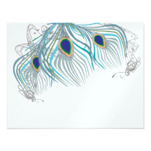 3 Feathers Peacock Birds Wedding Response Card Custom Announcement
