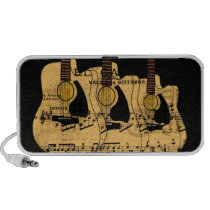 3 Guitars with Vintage Sheet Music on any colour Mp3 Speakers
