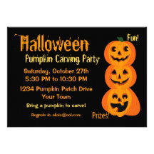 3 Halloween Pumpkins Personalized Invites