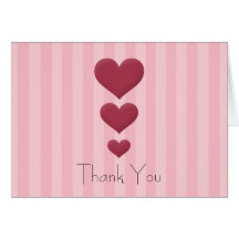 3 Hearts Thank You Greeting Card