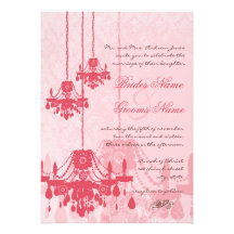 3 Honeysuckle Chandeliers Damask Wedding Invites