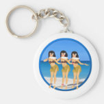 3 Hulas on beach Keychains