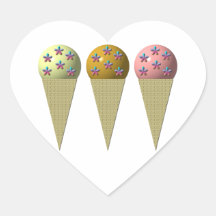 3 ice cream cones: Vanilla, chocolate & strawberry Stickers