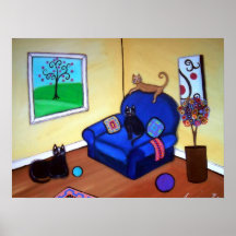3 KITTIES PAINTING POSTER