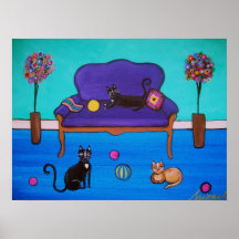 3 KITTIES PAINTING PRINT