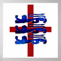 3 lions England St George's flag gifts Poster