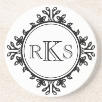 3 monogram royal letter black white leaf border