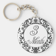 3 Months Black Damask Milestone Keychains