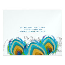 3 Musical Peacock Feathers RSVP Postcard Custom Announcements