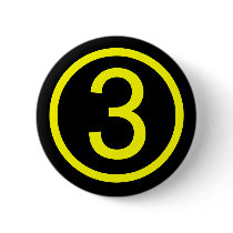 3 - number three pinback button