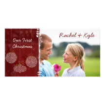 3 Ornaments Our First Christmas Your Photo Photo Cards