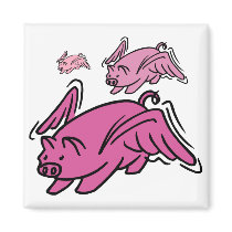 3 Pigs Flying Refrigerator Magnet