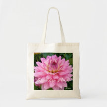 3 Pink Dahlia Burst Canvas Bags