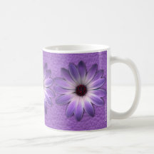 3 Purple Daisies on Purple Leather Mug