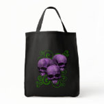 3 Purple Skulls w/Green Swirl Design Bags