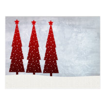 3 Red Christmas trees Post Cards