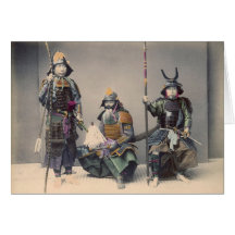 3 samouraïs en photo de cru d'armure cartes de vœux
