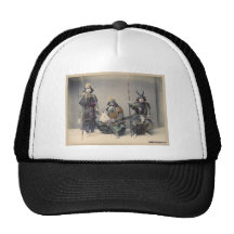 3 Samurai in Armour Vintage Photo Hats