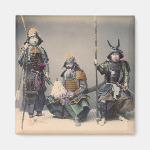 3 Samurai in Armour Vintage Photo Magnet