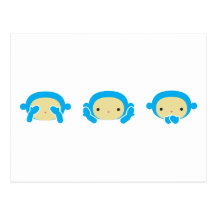 3 singes sages carte postale