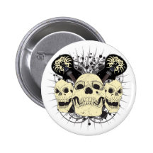 3 Skull Guitars Pinback Buttons