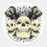 3 Skull Guitars Round Sticker