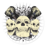 3 Skull Guitars Round Sticker