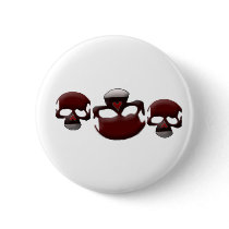 3 skulls pinback buttons