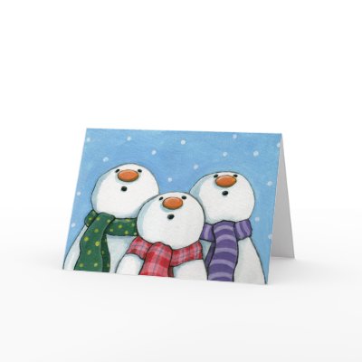 3 Snowmen Greeting Card by LisaMarieArt