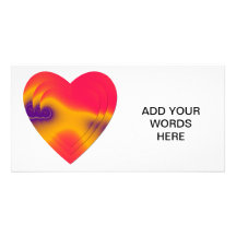 3 stacked multicolored hearts customized photo card