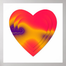 3 stacked multicolored hearts print