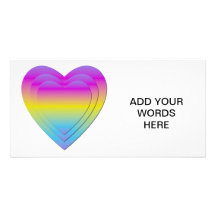 3 stacked pastel hearts custom photo card