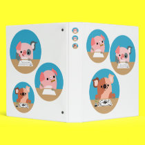 3 Studious Cute Cartoon Pigs Avery Binder