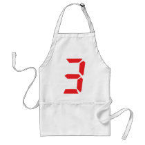 3 three red alarm clock digital number aprons