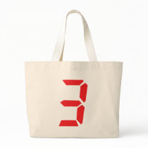 3 three red alarm clock digital number tote bag