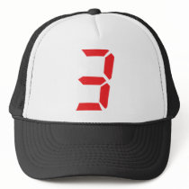 3 three red alarm clock digital number trucker hat