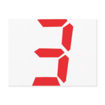 3 three red alarm clock digital number postcards