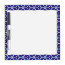 3 Tone Blue Geometric pattern  Dry Erase Board