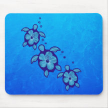 3 tortues bleues de Honu Tapis De Souris