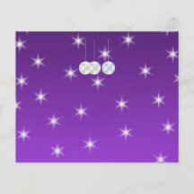 3 White Christmas Baubles on Purple Background. Flyer Design