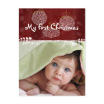3 White Ornaments First Christmas Photo Postcard