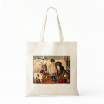 3b Girl and Dogs by Charles Burton Barber Tote Bags