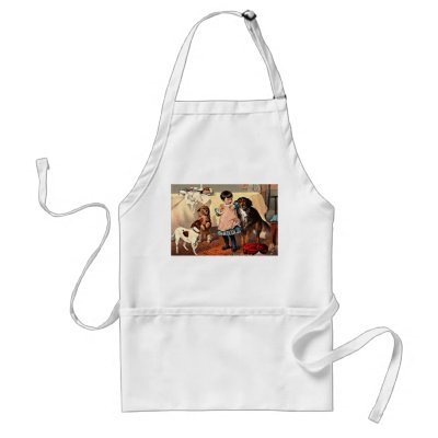 3c Girl and Dogs by Charles Burton Barber Apron by VintagePets