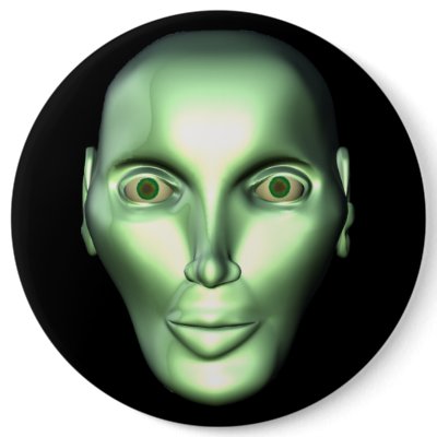 3D Alien Head Extraterrestrial Being Button by modernjill