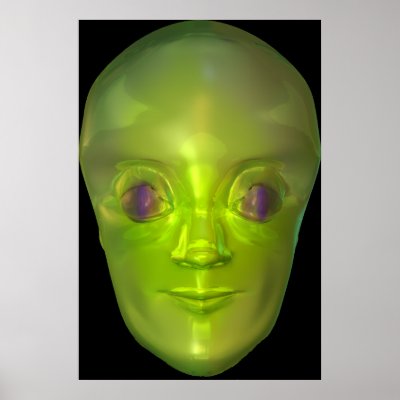 3D Alien Head Extraterrestrial Being Poster by modernjill