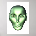3D Alien Head Extraterrestrial Being Poster