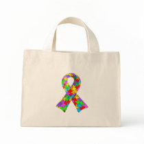 3D Autism awareness puzzle ribbon Tote Bags