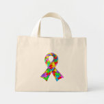 3D Autism awareness puzzle ribbon Tote Bags