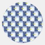 3D Azores flag pattern Round Stickers