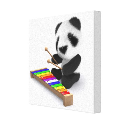 3d Baby Panda plays a tune Canvas Print